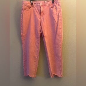 Time and Tru, cropped mi-rise pink acid wash jeans size 18